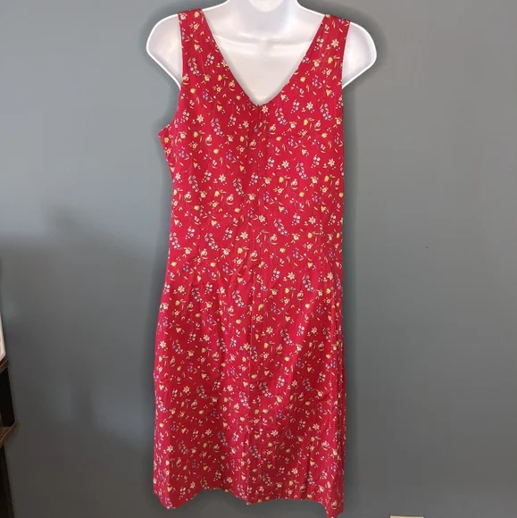 Express Stretch 90s Women's Mid Length Dress with Summer Bloom Pattern - Picture 3 of 5